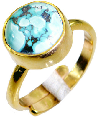 24% OFF on Riyo Shapelystar Turquoise Copper Turquoise 18K Yellow Gold Plated Ring
