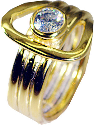 62% OFF on Riyo Prepossessing White Cz Copper Cubic Zirconia 18K Yellow Gold Plated Ring