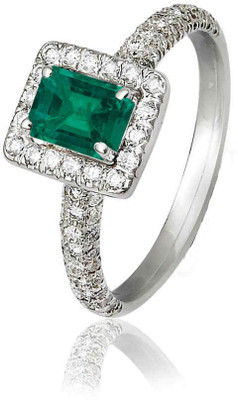 10% OFF on Velvetcase Green Emerald Diamond Frame White Gold 18 K Ring