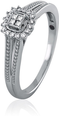 34% OFF on Velvetcase Framed Princess Cut Quad Ring White Gold 18K White Gold Plated 18 K Ring