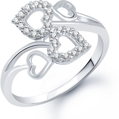 80% OFF on VK Jewels Twin Heart Alloy Cubic Zirconia Rhodium Plated Ring