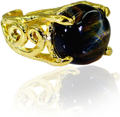 24% OFF on Riyo Sublimestar Tiger Eye Copper Onyx 18K Yellow Gold Plated Ring