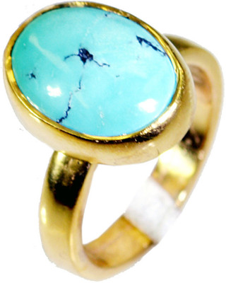 24% OFF on Riyo Enchanting Turquoise Copper Turquoise 18K Yellow Gold Plated Ring