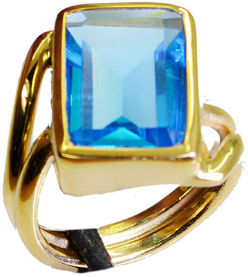 24% OFF on Riyo Wonderfulstar Blue Topaz Cz Copper Cubic Zirconia 18K Yellow Gold Plated Ring