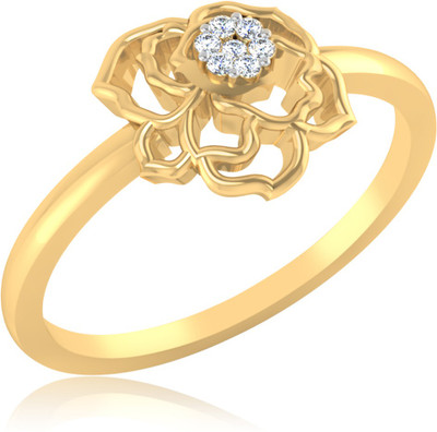 33% OFF on IskiUski Flushing Rose Sterling Silver Diamond 14K Yellow Gold Plated 14 K Ring