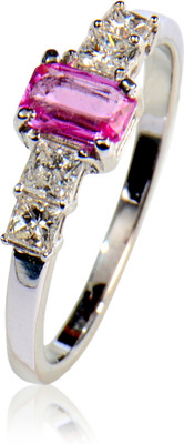 15% OFF on Rakam Gold Sapphire, Diamond 18K White Gold Plated 18 K Ring