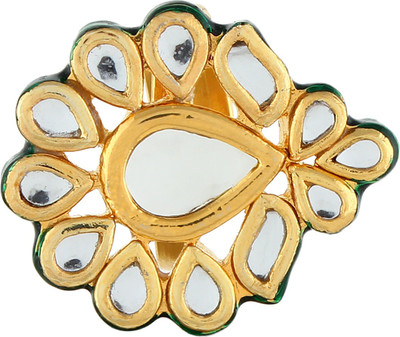 Aadi Creations Uber Green Alloy Yellow Gold Plated Ring