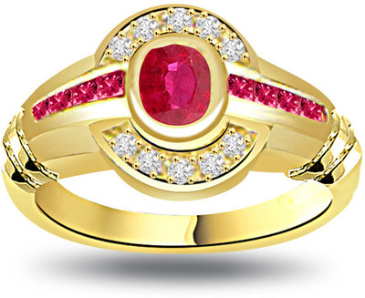 Surat Diamond Classic Ruby & Diamond Ring SDR1007 Yellow Gold Diamond, Ruby 18 K Ring