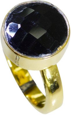 24% OFF on Riyo Fetching Black Onyx Copper Onyx 18K Yellow Gold Plated Ring