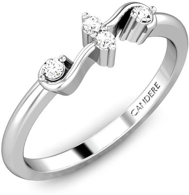 29% OFF on Candere The Cardinal Diamond White Gold Rhodium Plated 18 K Ring