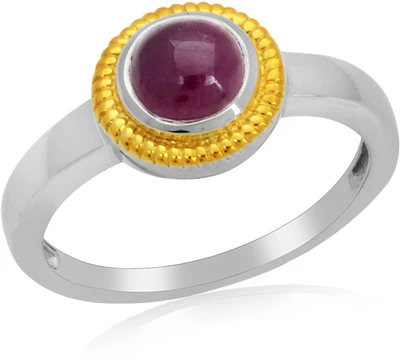 33% OFF on RosesNRibbons Sterling Silver Ruby Rhodium, 18K Yellow Gold Plated Ring