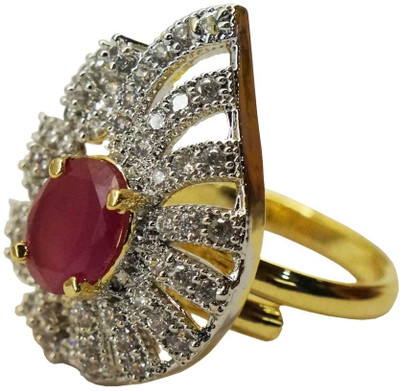 Sheetal Jewellery Brass Cubic Zirconia 24K Yellow Gold Plated Ring Sheetal Jewellery Brass Cubic Zirconia 24K Yellow Gold Plated Ring