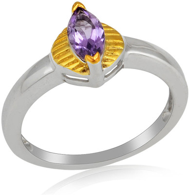 44% OFF on RosesNRibbons Tribal Affair Sterling Silver Amethyst Rhodium, 18K Yellow Gold Plated Ring