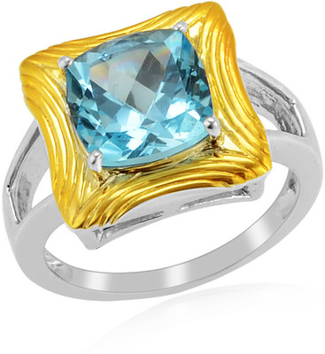 44% OFF on RosesNRibbons Sparkly Bauble Sterling Silver Topaz Rhodium, 18K Yellow Gold Plated Ring