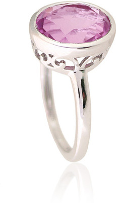 Diamond India Silver Quartz Rhodium Plated Ring