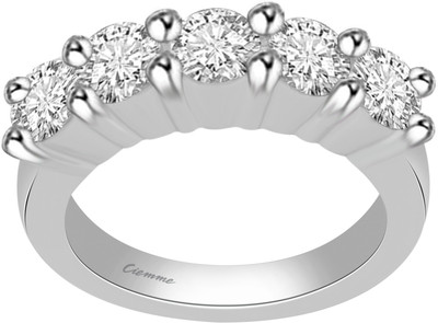 50% OFF on Ciemme 4.00 CT Stackable 5 Stone Sterling Silver Cubic Zirconia Ring