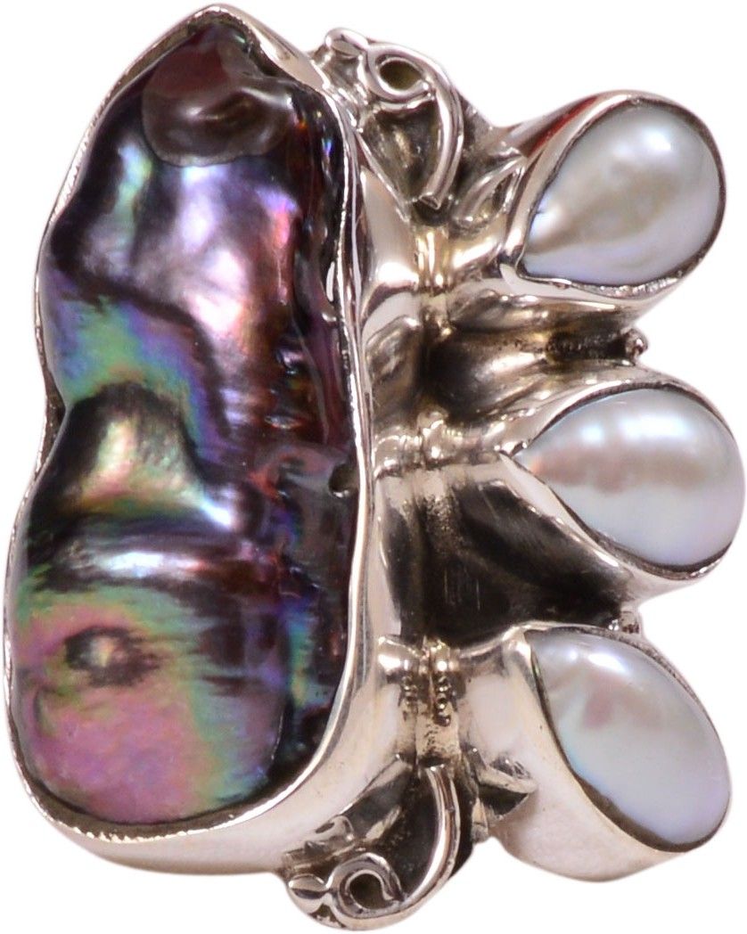 47% OFF on Rubera Silver Pearl, Amethyst Ring