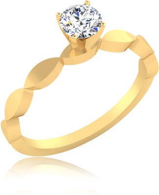 40% OFF on IskiUski Geranium Round Solitaire Sterling Silver Swarovski Crystal 14K Yellow Gold Plated Ring