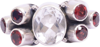 26% OFF on Rubera Goshenite and Garnet Stone Silver Garnet Ring