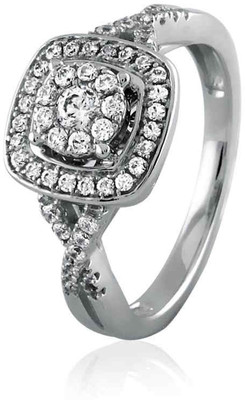 10% OFF on Velvetcase Vintage Cushion Frame Diamond Cluster White Gold 18 K Ring