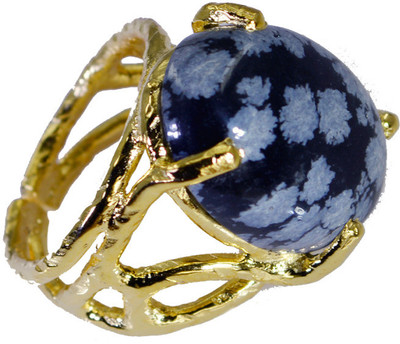 24% OFF on Riyo Stunning Jasper Copper Onyx 18K Yellow Gold Plated Ring