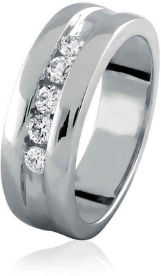 23% OFF on Velvetcase Mens Five Stone Diamond Band White Gold 18 K Ring