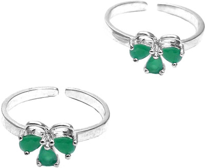 Jewel Craft Silver Onyx, Cubic Zirconia Rhodium Plated Toe Ring