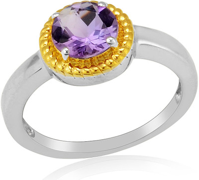 44% OFF on RosesNRibbons Sparkly Bauble Sterling Silver Amethyst Rhodium, 18K Yellow Gold Plated Ring