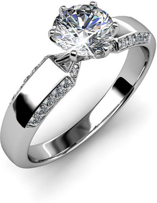 70% OFF on Ziveg 92.5 Sterling Silver Made With Swarovski Zirconia Silver Swarovski Crystal Platinum Plated Ring