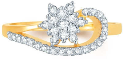 Jashn Yellow Gold Diamond Rhodium Plated Ring Jashn Yellow Gold Diamond Rhodium Plated Ring
