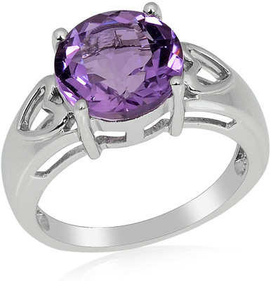 33% OFF on RosesNRibbons Sterling Silver Amethyst Rhodium Plated Ring