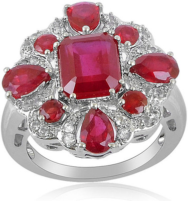 41% OFF on RosesNRibbons Sterling Silver Ruby, Topaz Rhodium Plated Ring