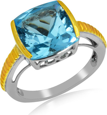 33% OFF on RosesNRibbons Two-toned Gem Sterling Silver Topaz Rhodium, 18K Yellow Gold Plated Ring