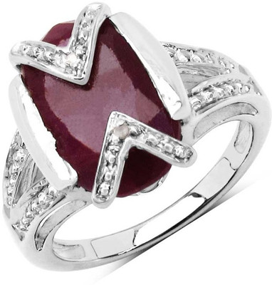 61% OFF on Johareez Sterling Silver Ruby Rhodium Plated Ring