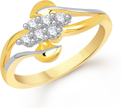 77% OFF on VK Jewels Crossover Leaf Alloy Cubic Zirconia 18K Yellow Gold Plated 18 K Ring