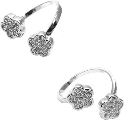 Jewel Craft Silver Cubic Zirconia Rhodium Plated Toe Ring