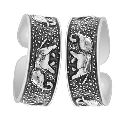 925 Silver Round Shaped Elephant Silver Sterling Silver Plated Toe Ring Set 925 Silver Round Shaped Elephant Silver Sterling Silver Plated Toe Ring Set