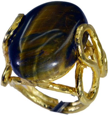 57% OFF on Riyo Splendidstar Tiger Eye Copper Onyx 18K Yellow Gold Plated Ring