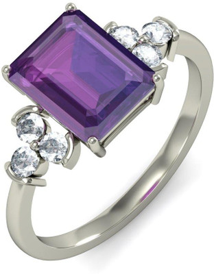 BlueStone The Amadeus Cocktail White Gold Amethyst, Diamond 18K White Gold Plated 18 K Ring