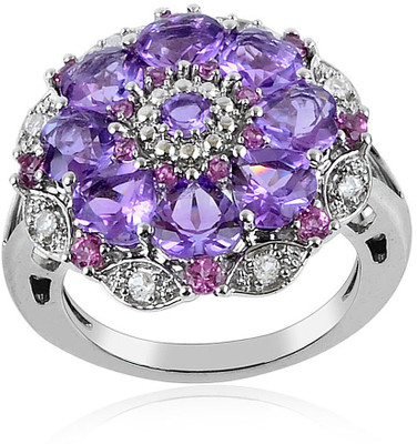 41% OFF on RosesNRibbons Sterling Silver Amethyst, Garnet, Topaz Rhodium Plated Ring