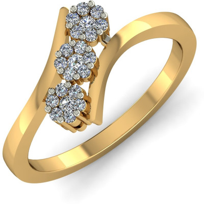 KuberBox Teen Phool Gold 18 K Ring
