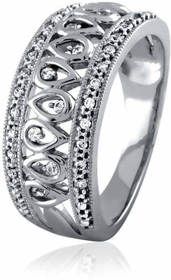23% OFF on Velvetcase Vintage Style Diamond Eternity Band White Gold 18 K Ring