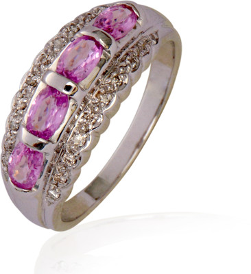15% OFF on Rakam White Gold Sapphire, Diamond 18K White Gold Plated 18 K Ring