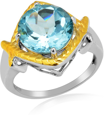 44% OFF on RosesNRibbons Blue Sparkles Sterling Silver Topaz Rhodium, 18K Yellow Gold Plated Ring