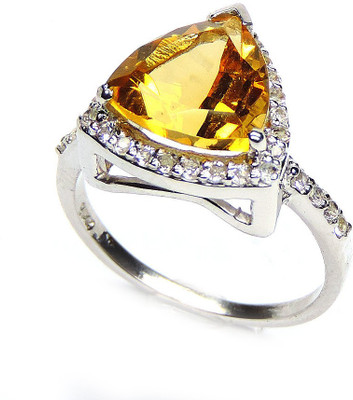 40% OFF on Silvantra Sterling Silver Citrine, Zircon Rhodium Plated Ring