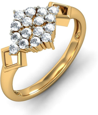 13% OFF on BlueStone The Helios Cluster Cocktail Gold Diamond 18K Yellow Gold Plated 18 K Ring