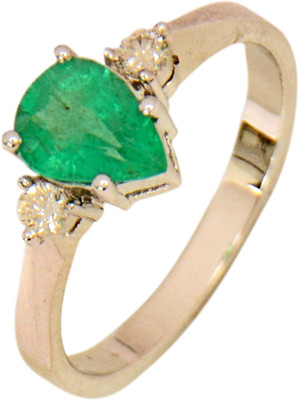 15% OFF on Rakam Gold Emerald, Diamond 18K White Gold Plated 18 K Ring