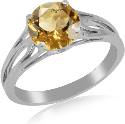 64% OFF on RosesNRibbons Sterling Silver Citrine Rhodium Plated Ring