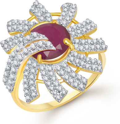 75% OFF on VK Jewels Charming Ruby Alloy Cubic Zirconia 18K Yellow Gold Plated Ring