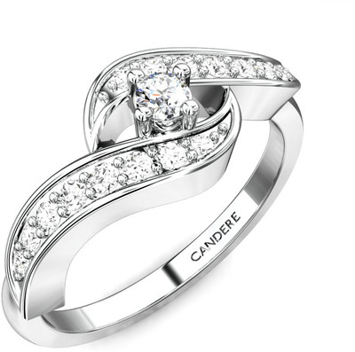 15% OFF on Candere Vaishali White Gold Rhodium Plated 18 K Ring